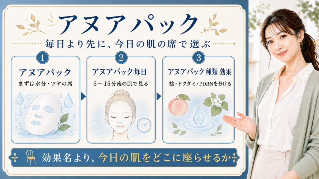 アヌアパックを毎日や種類や効果で選ぶための図解