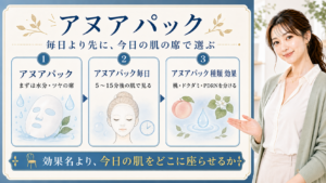 アヌアパックを毎日や種類や効果で選ぶための図解