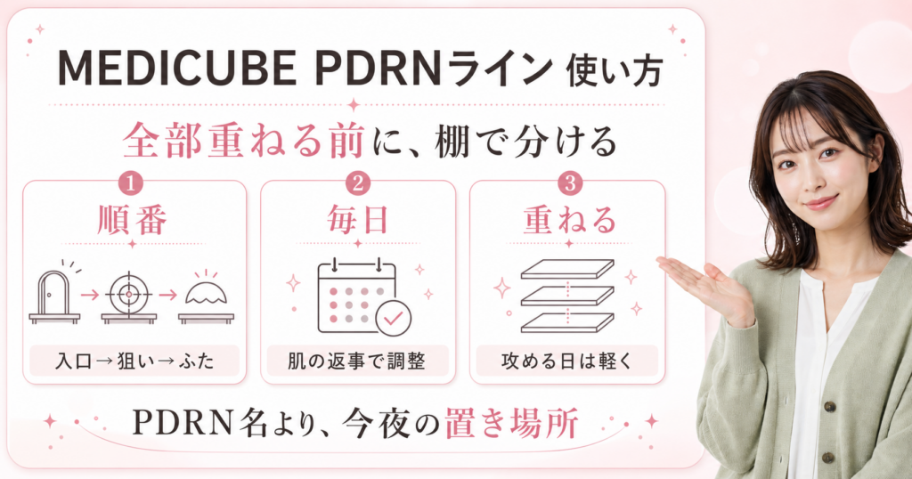 MEDICUBE PDRNラインの使い方を順番・毎日・重ね方で整理したアイキャッチ