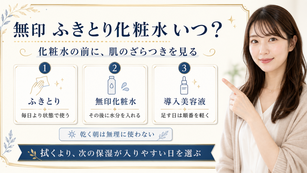 無印のふき取り化粧水はいつ使う？化粧水前に迷わない順番