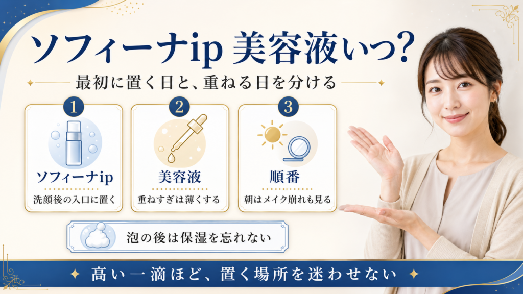 ソフィーナiP美容液はどれから？土台美容液と後のケアを迷わない順番