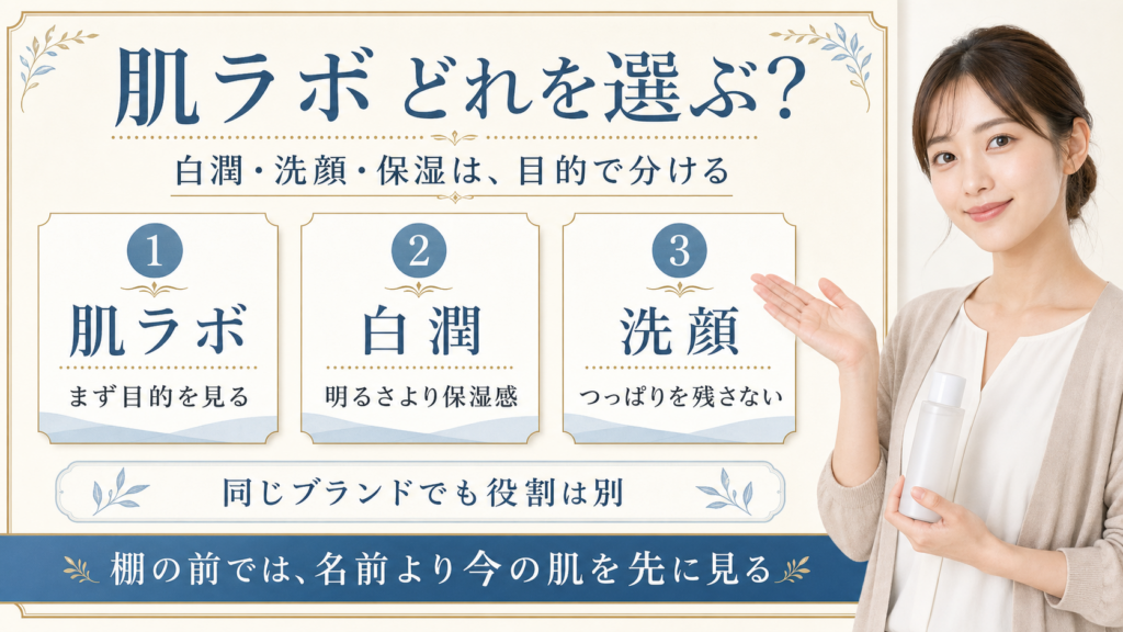 肌ラボはどれがいい？極潤・白潤・プレミアムで迷う日の入口