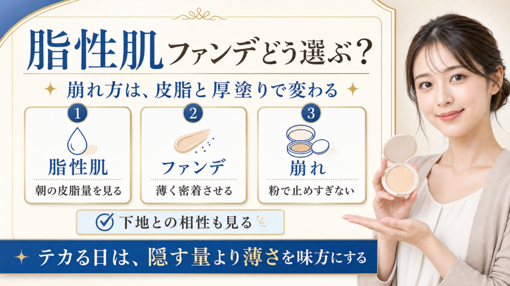 脂性肌のファンデーションは何を選ぶ？崩れにくさと乾燥の境目