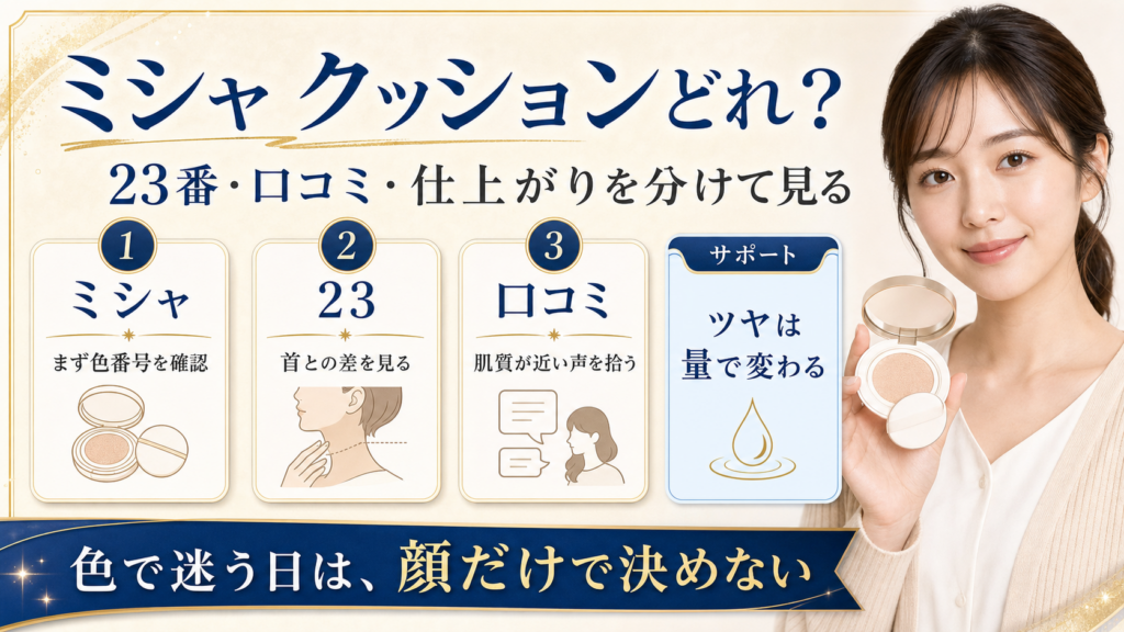 ミシャのクッションファンデはどれがいい？色と仕上がりで迷う前に