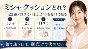 ミシャのクッションファンデはどれがいい？色と仕上がりで迷う前に