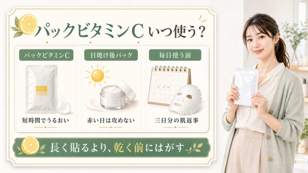 ビタミンCパックを日焼け後や毎日の前にどう使うかを整理した図解