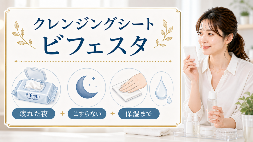クレンジングシート ビフェスタを疲れた夜・こすらない・保湿までで示す美容ボード