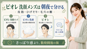 ビオレ 洗顔メンズは朝夜で分ける 皮脂 ひげそり 毛穴の棚