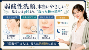 弱酸性洗顔が本当にやさしいかを頬・小鼻・口まわりの洗顔後サインで見るアイキャッチ
