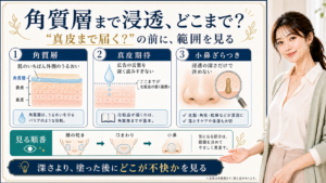 角質層まで浸透とはどこまで届くことかを範囲と小鼻ざらつきで説明するアイキャッチ