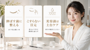 ヒロインメイク睫毛美容液は伸びる？まず目元をこすらないケアとして整理