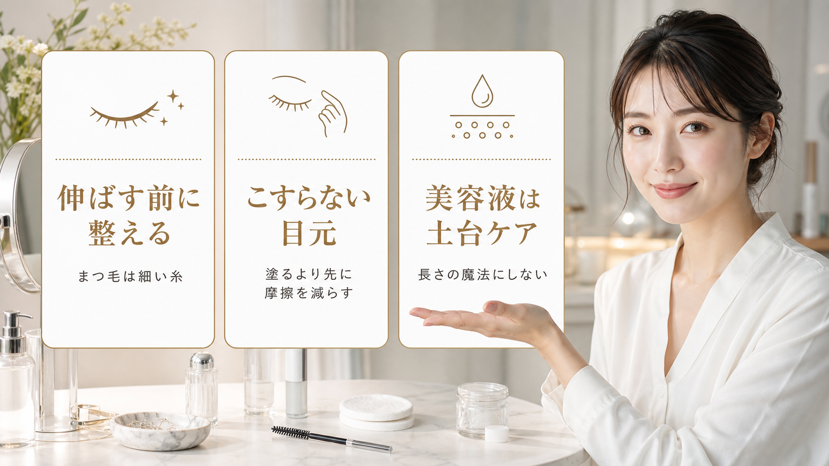 ヒロインメイク睫毛美容液は伸びる？まず目元をこすらないケアとして整理