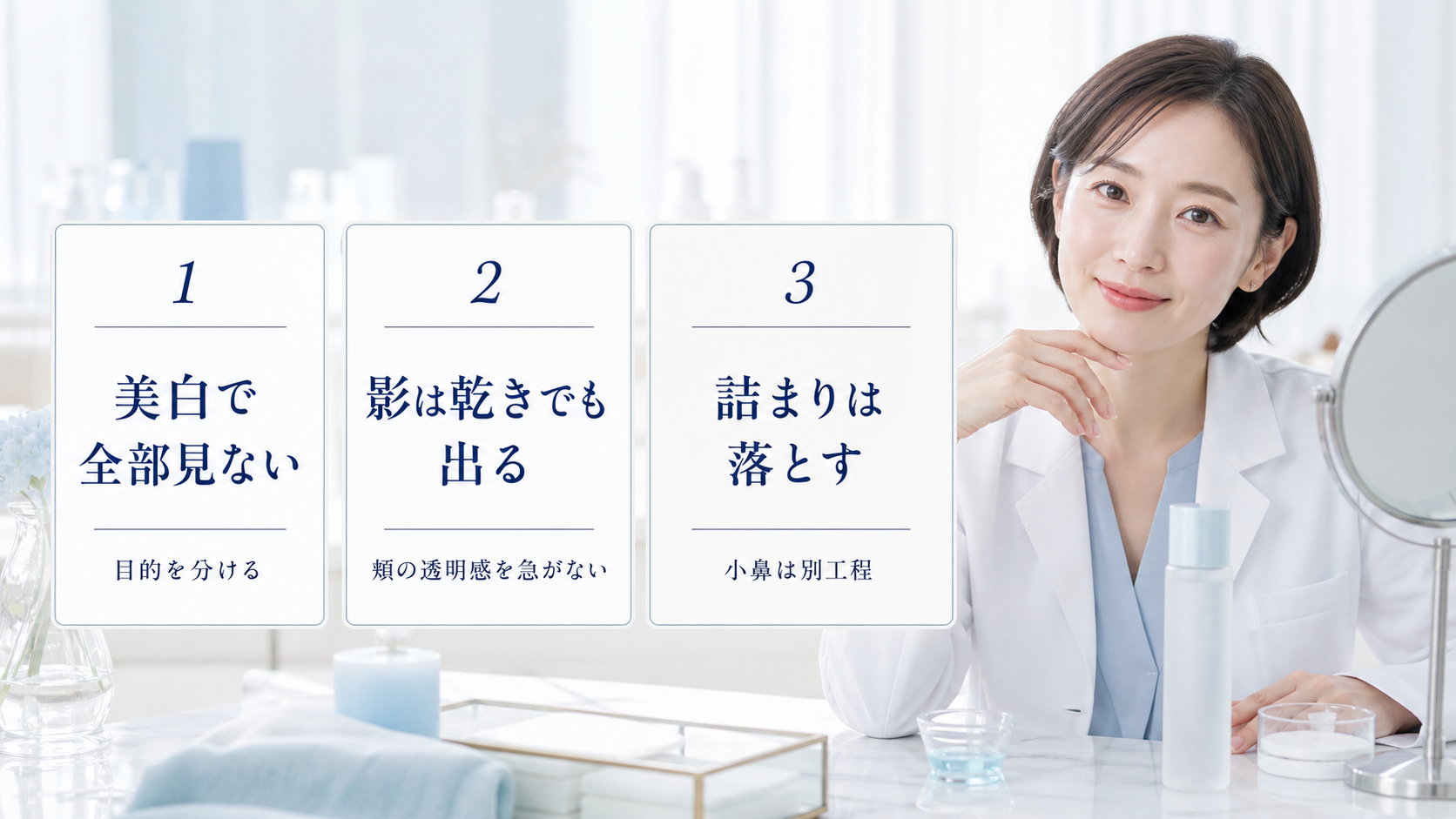 白潤プレミアムは毛穴くすみに使う?美白と保湿を分けて考える