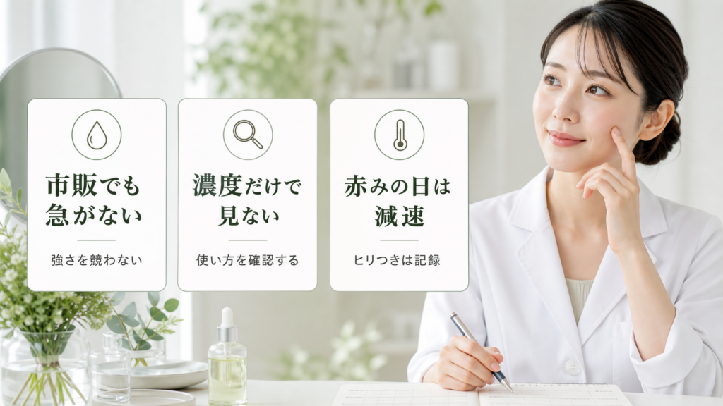 アゼライン酸は市販で選べる？毛穴・赤みの日に強さで急がない