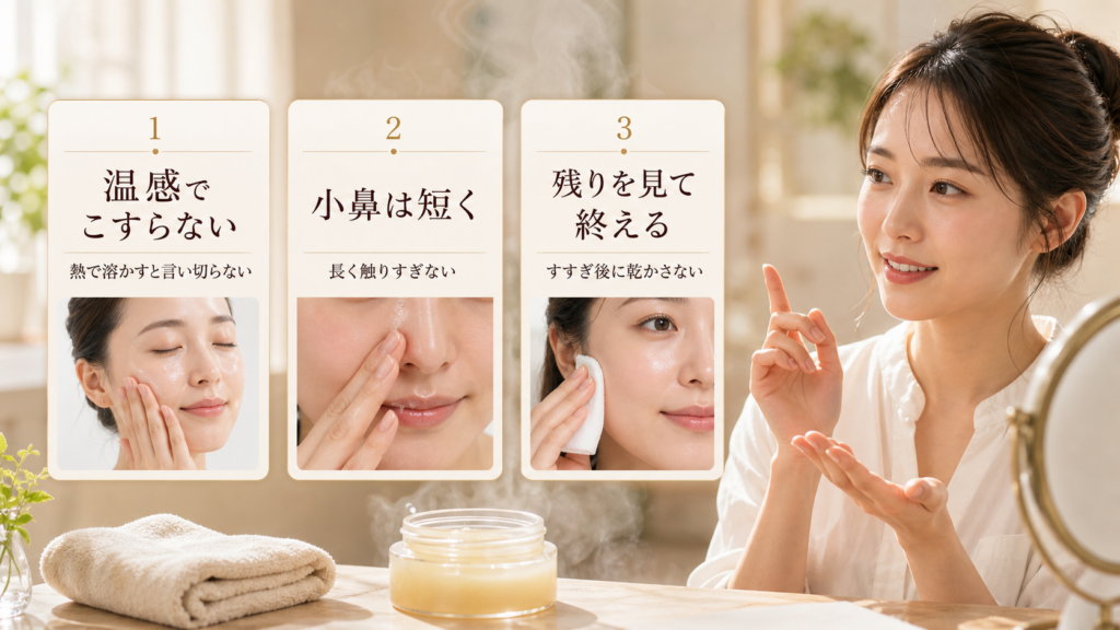 マナラホットクレンジングは毛穴にどう？温感でこすりすぎない見方