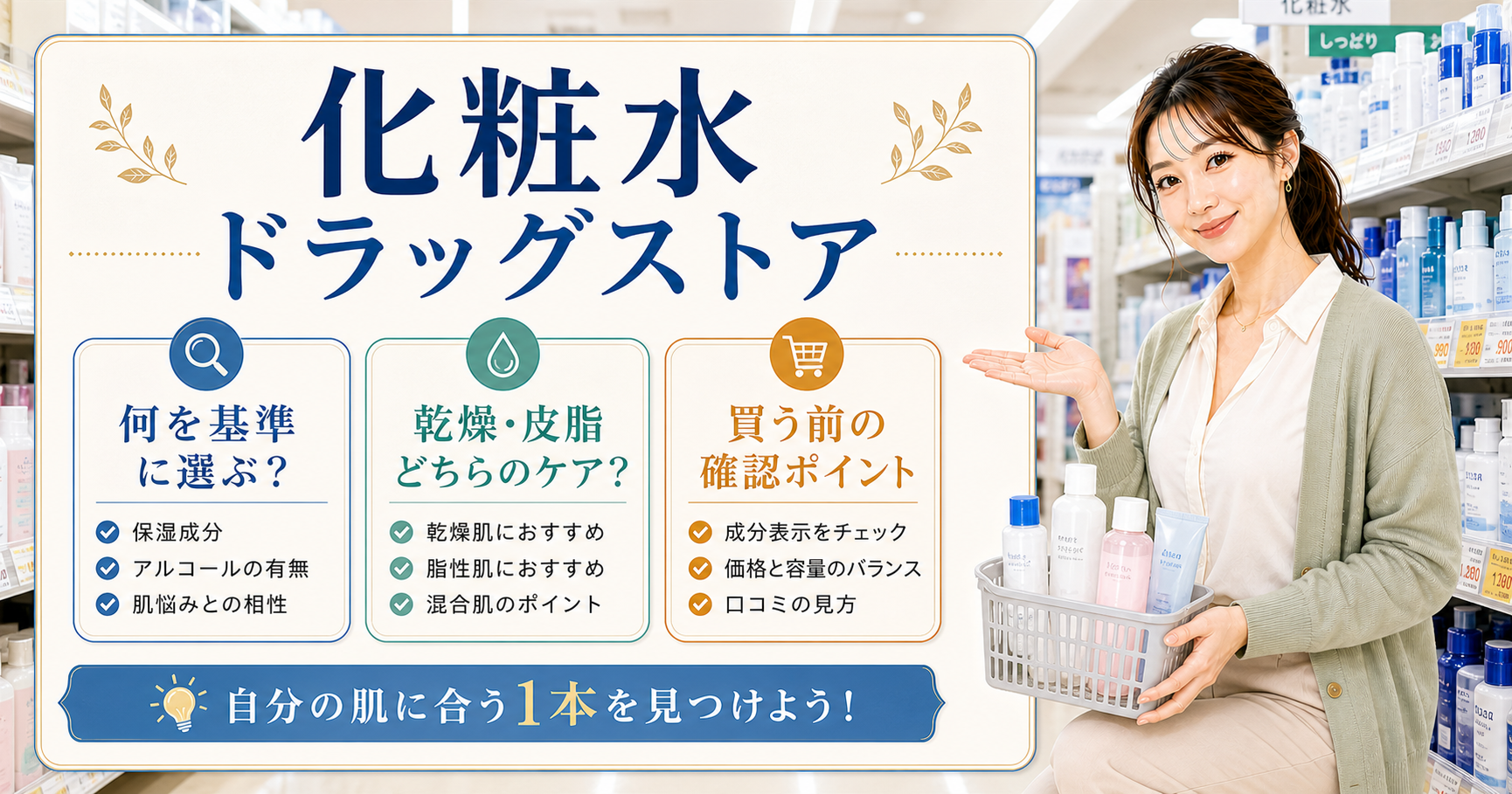 ドラッグストア化粧水の選び方を整理したアイキャッチ