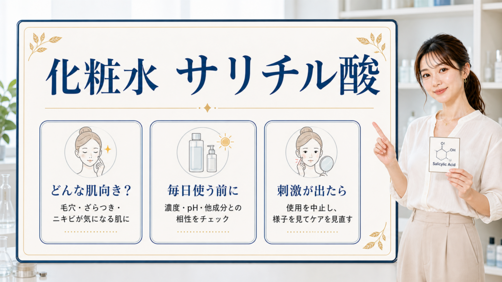 サリチル酸化粧水の使い方と注意点を整理したアイキャッチ