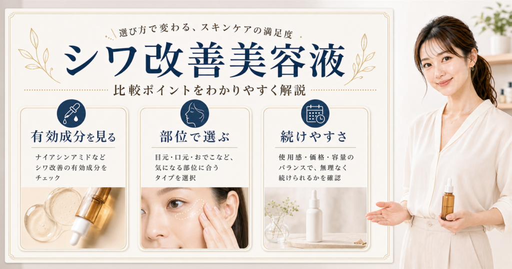 シワ改善美容液の選び方を整理したアイキャッチ