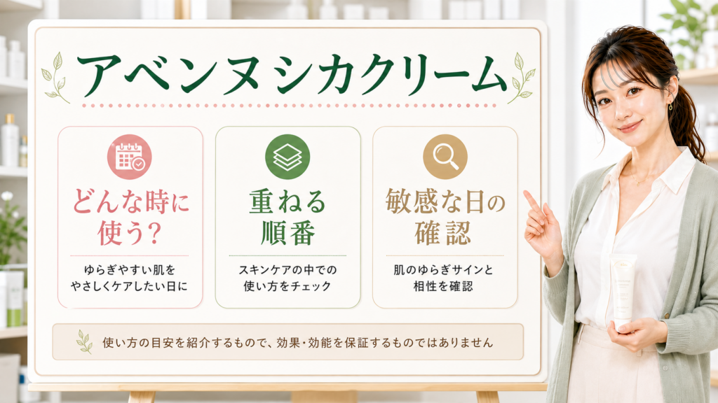 アベンヌシカクリームの使い方を整理したアイキャッチ