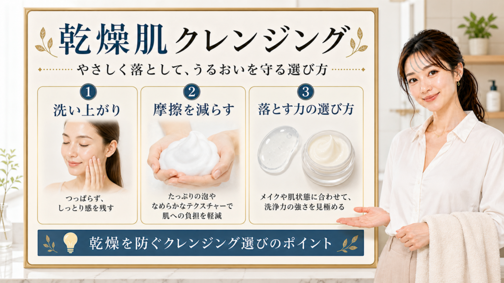 乾燥肌向けクレンジングの選び方を整理したアイキャッチ