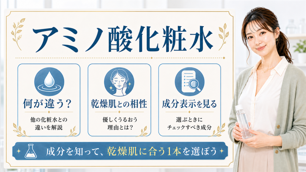 アミノ酸化粧水の特徴と選び方を整理したアイキャッチ
