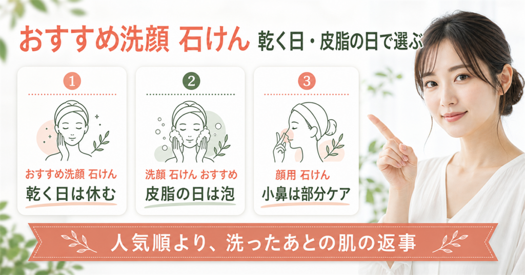 おすすめ洗顔石けんを乾く日と皮脂の日で選ぶアイキャッチ