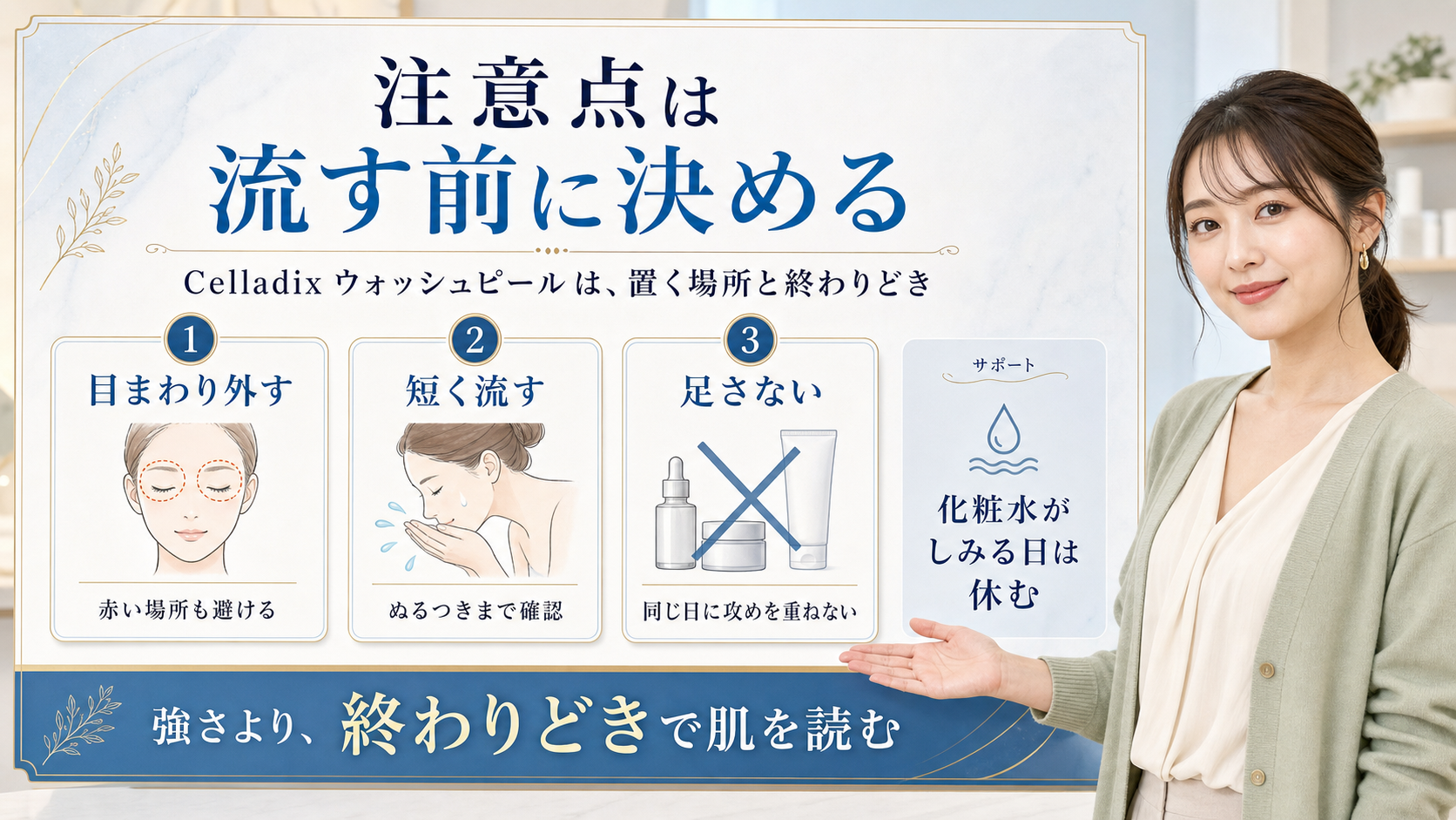 注意点は流す前に決める Celladix ウォッシュピールは、置く場所と終わりどき