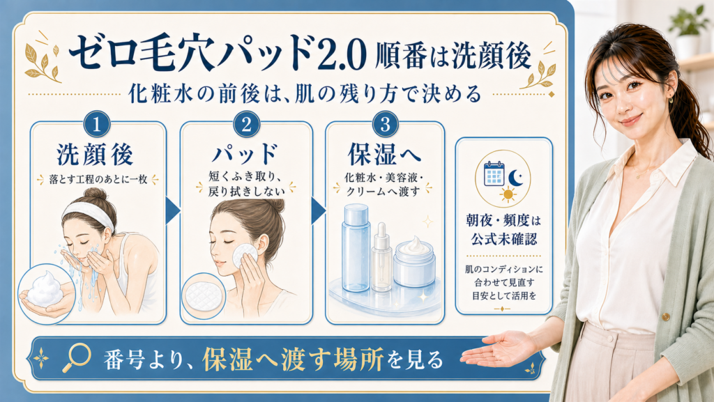 ゼロ毛穴パッド2.0 順番 順番は洗顔後