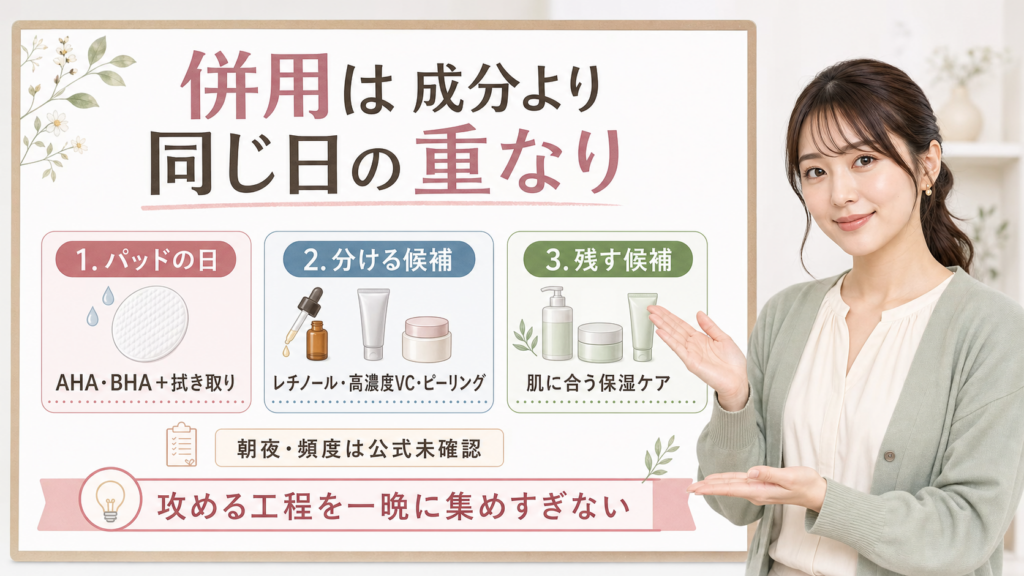 併用は成分より同じ日の重なり ゼロ毛穴パッド2.0 併用