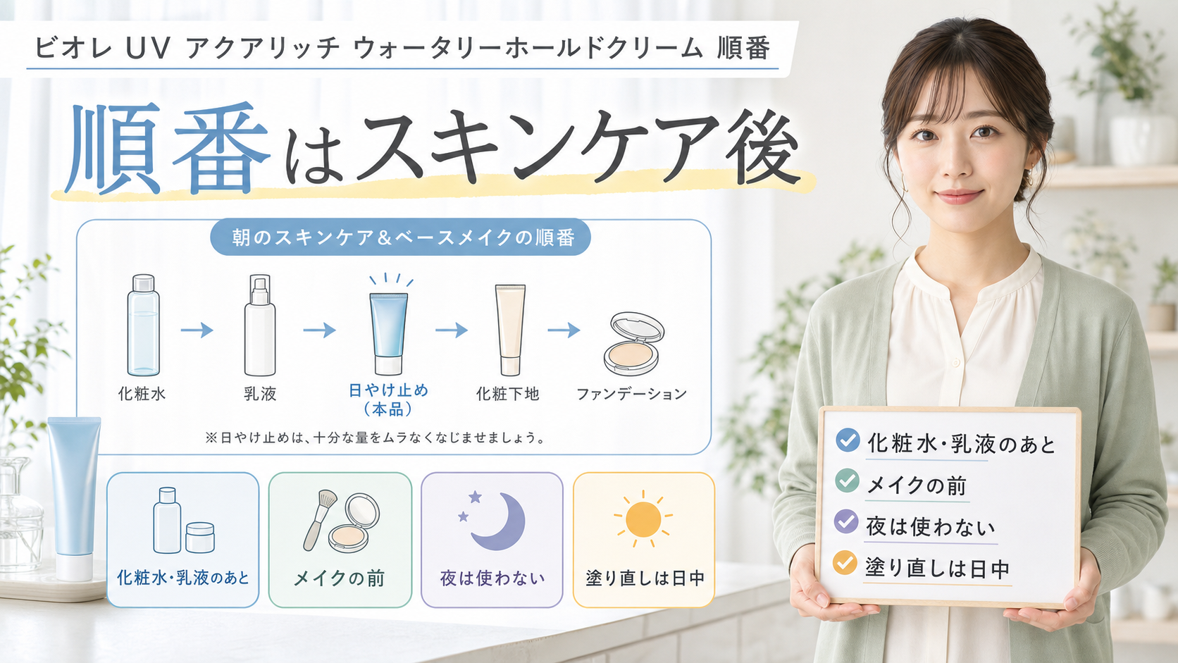 ビオレ UV アクアリッチ ウォータリーホールドクリーム 順番