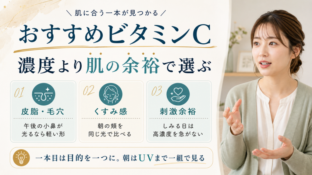 おすすめビタミンCを濃度より肌の余裕で選ぶ図解