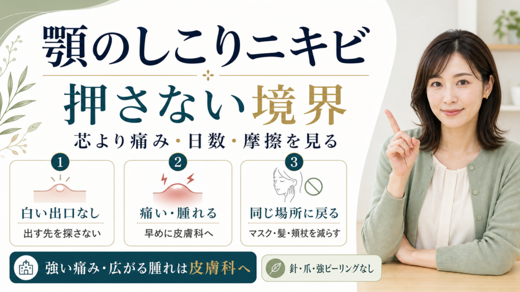 顎のしこりニキビを押さず痛み腫れ日数で見る図解