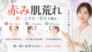 赤み肌荒れを熱・こすれ・乾きで見分ける美容メディア図解