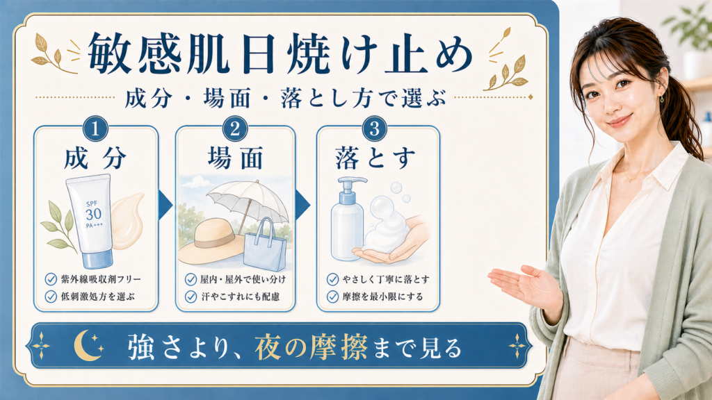 敏感肌日焼け止めを成分、場面、落とし方で選ぶ解説