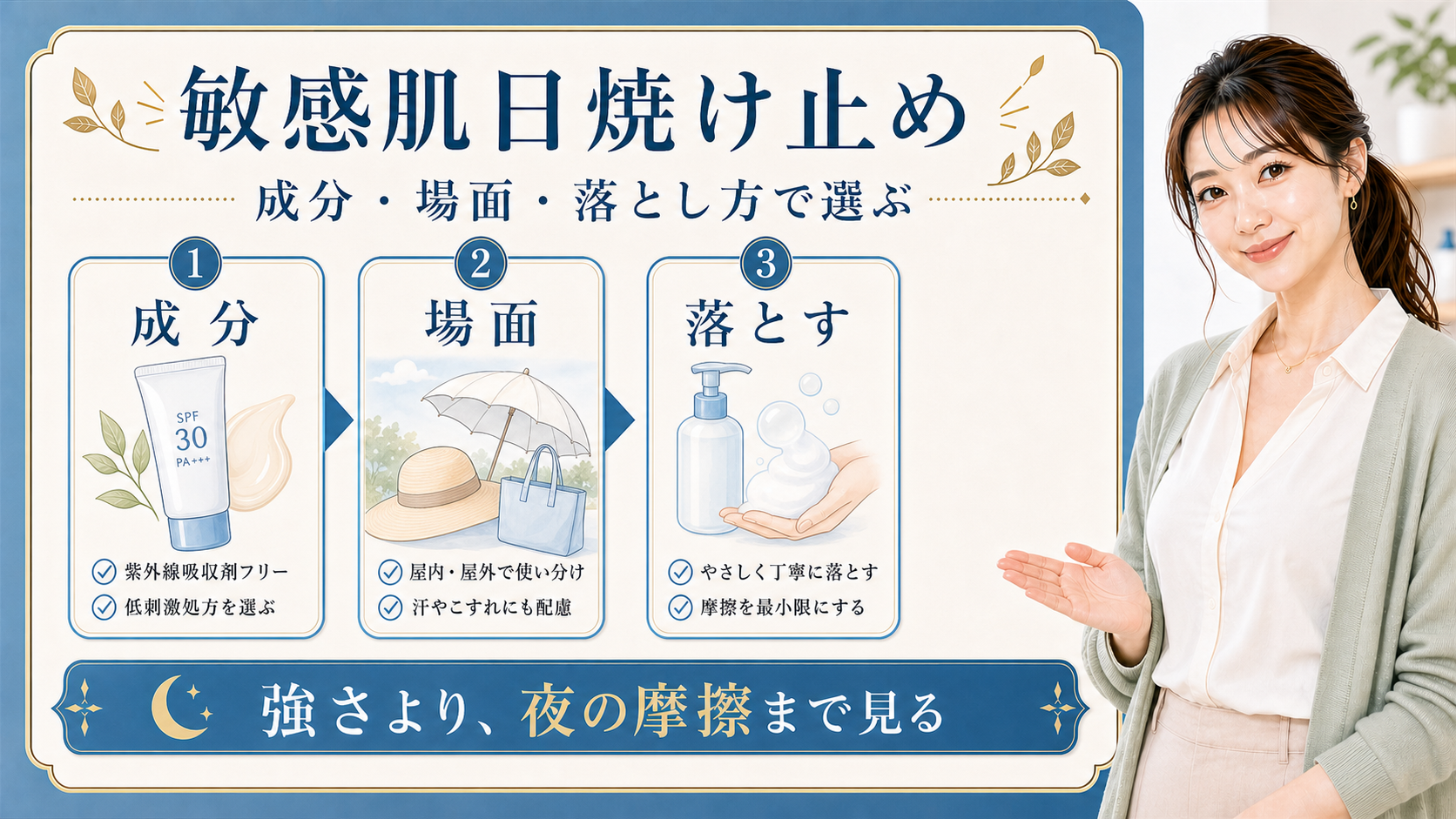 敏感肌日焼け止めを成分、場面、落とし方で選ぶ解説
