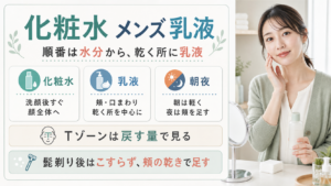 メンズの化粧水と乳液の順番と量を整理した本番品質の図解