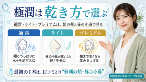 肌ラボ極潤を通常・ライト・プレミアムから選ぶ美容解説ボード