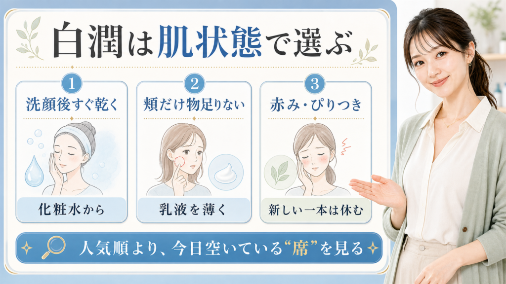 肌ラボ白潤はどれが合う？化粧水・乳液・プレミアムを肌状態で選ぶ