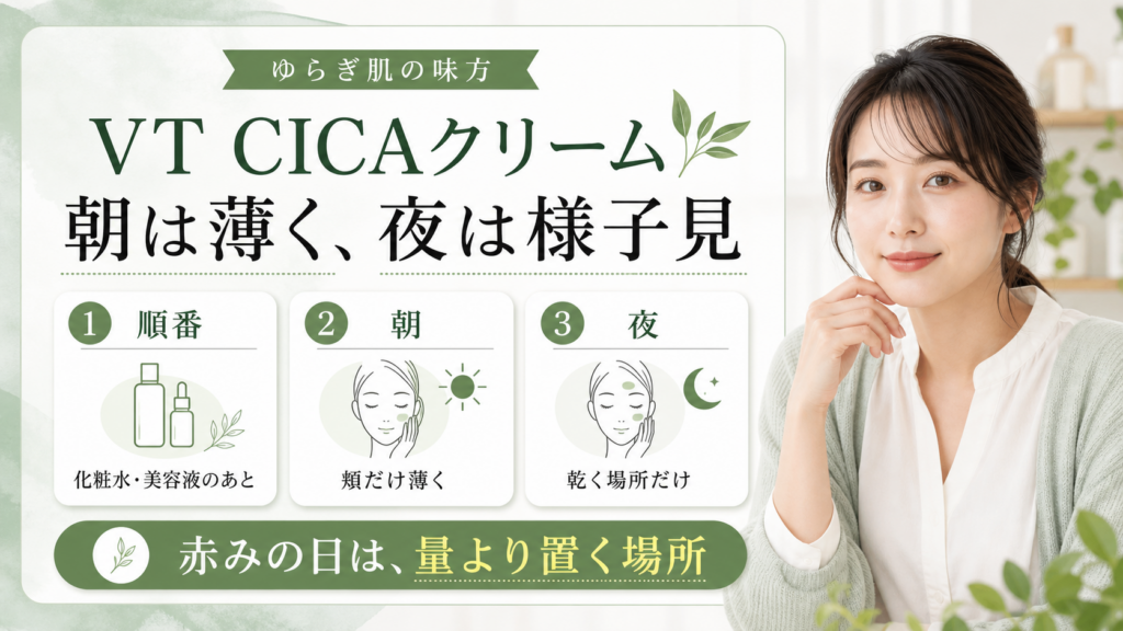 VT CICAクリームを朝夜の薄さと置く場所で使う美容ボード