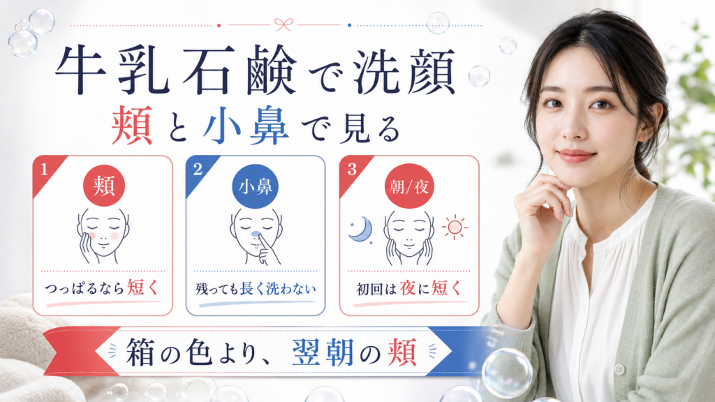 牛乳石鹸で洗顔する時に頬と小鼻で見る美容ボード
