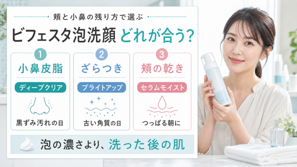 ビフェスタ泡洗顔を小鼻皮脂、ざらつき、頬の乾きで選ぶアイキャッチ