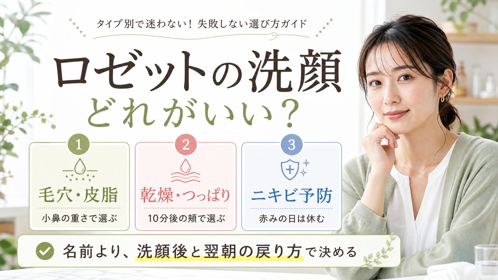 ロゼットの洗顔を毛穴皮脂、乾燥つっぱり、ニキビ予防で選ぶアイキャッチ