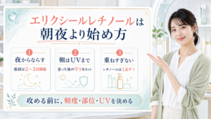 エリクシールのレチノールを頻度・部位・UVで判断するアイキャッチ