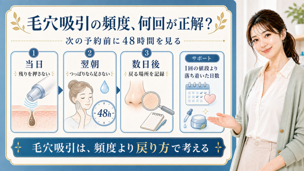 毛穴吸引の頻度を当日・翌朝・数日後の戻り方で整理する美容解説ボード