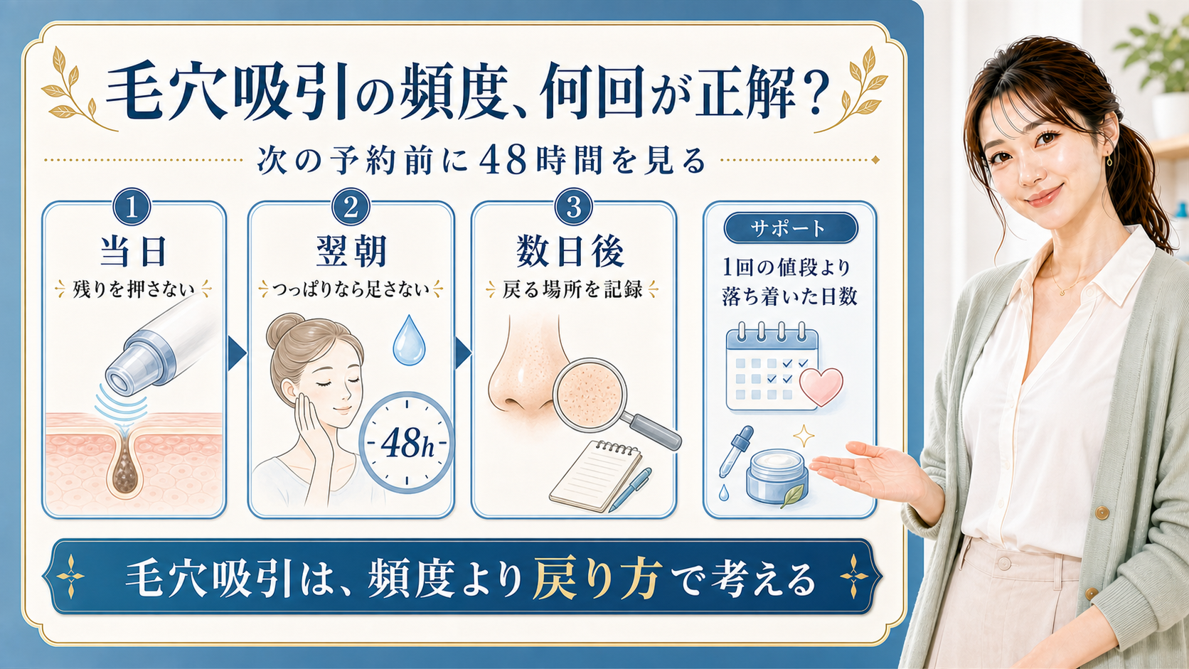 毛穴吸引の頻度を当日・翌朝・数日後の戻り方で整理する美容解説ボード