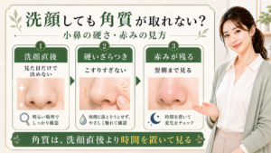 洗顔後の角質を洗顔直後、硬いざらつき、赤みで整理する3カード図