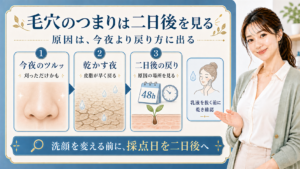 毛穴のつまりの原因を二日後の戻り方で見る402記事アイキャッチ