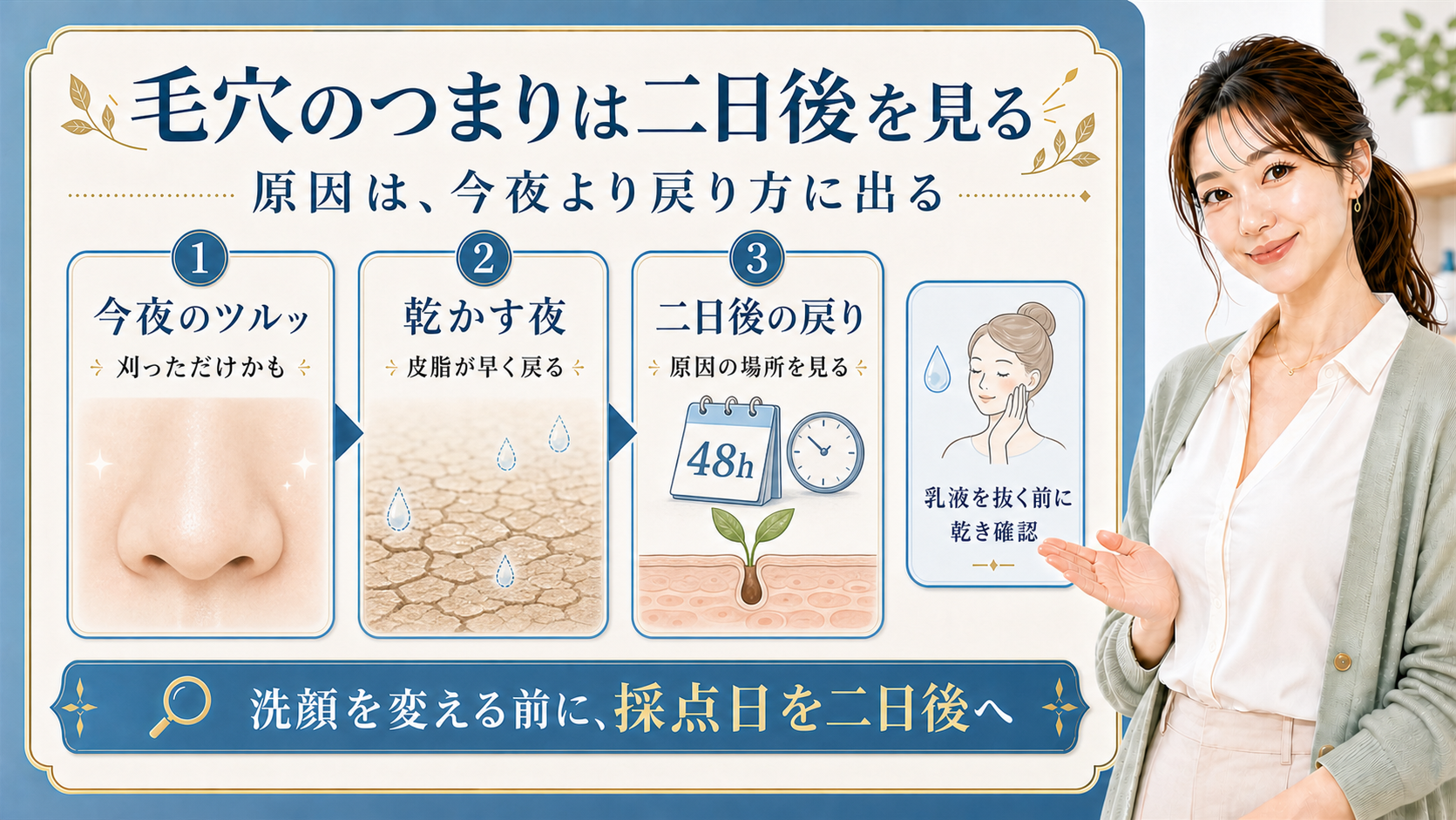 毛穴のつまりの原因を二日後の戻り方で見る402記事アイキャッチ