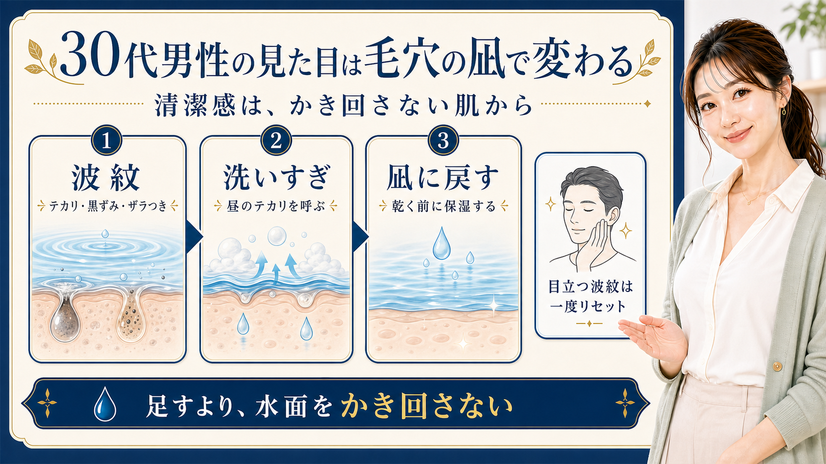30代男性の清潔感を毛穴の凪として示す412記事アイキャッチ