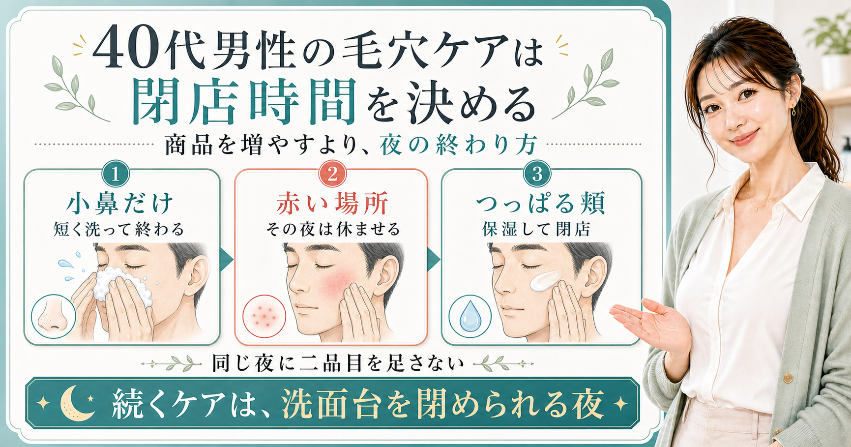 40代男性の毛穴ケアは閉店時間を決める